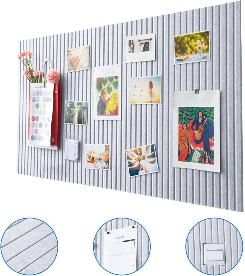 40x60cm Self-Adhesive Photo Board, Decorative Cork and Wall Panel Bulletin Board with Acoustic Panels for Photos and Messages, Gray, for Home and Office - Image 3