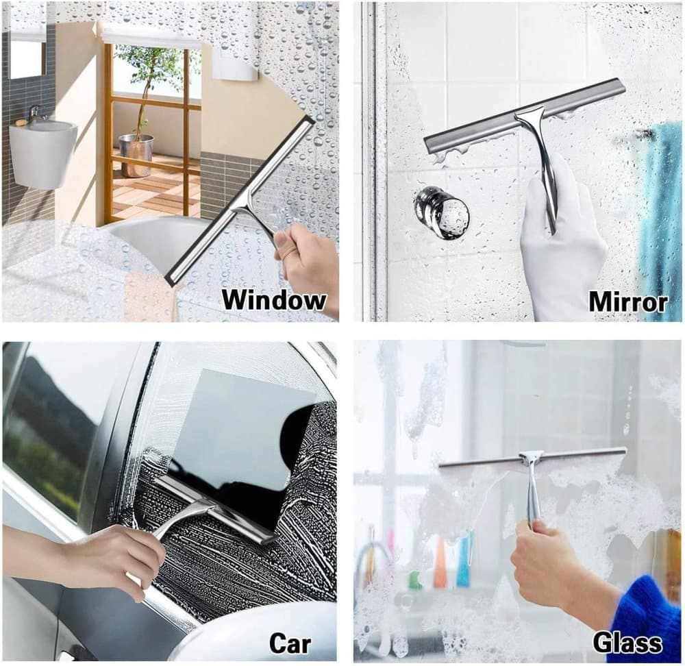 Bathroom Scraper with Wall Hook for Shower Door Kitchen Windows and Car Glass, 1 Pack - Image 5