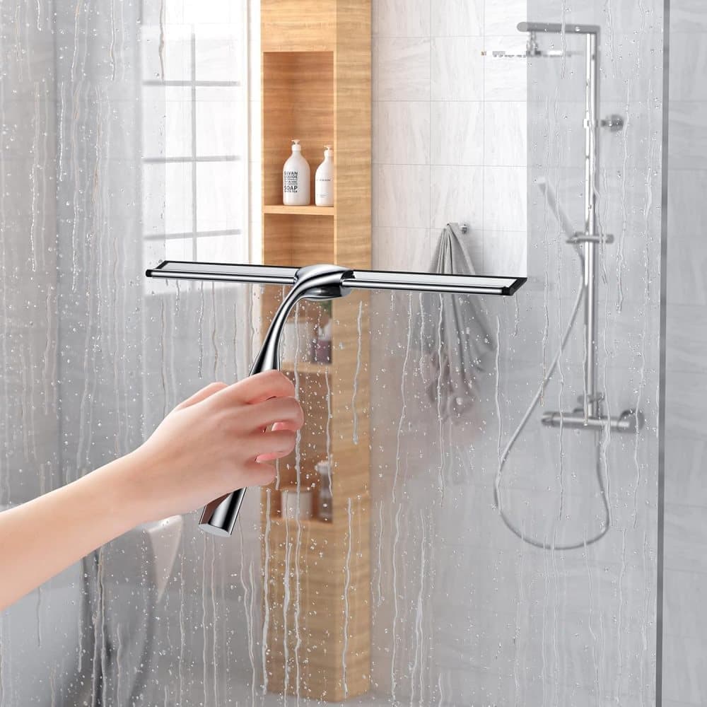 Bathroom Scraper with Wall Hook for Shower Door Kitchen Windows and Car Glass, 1 Pack - Image 8