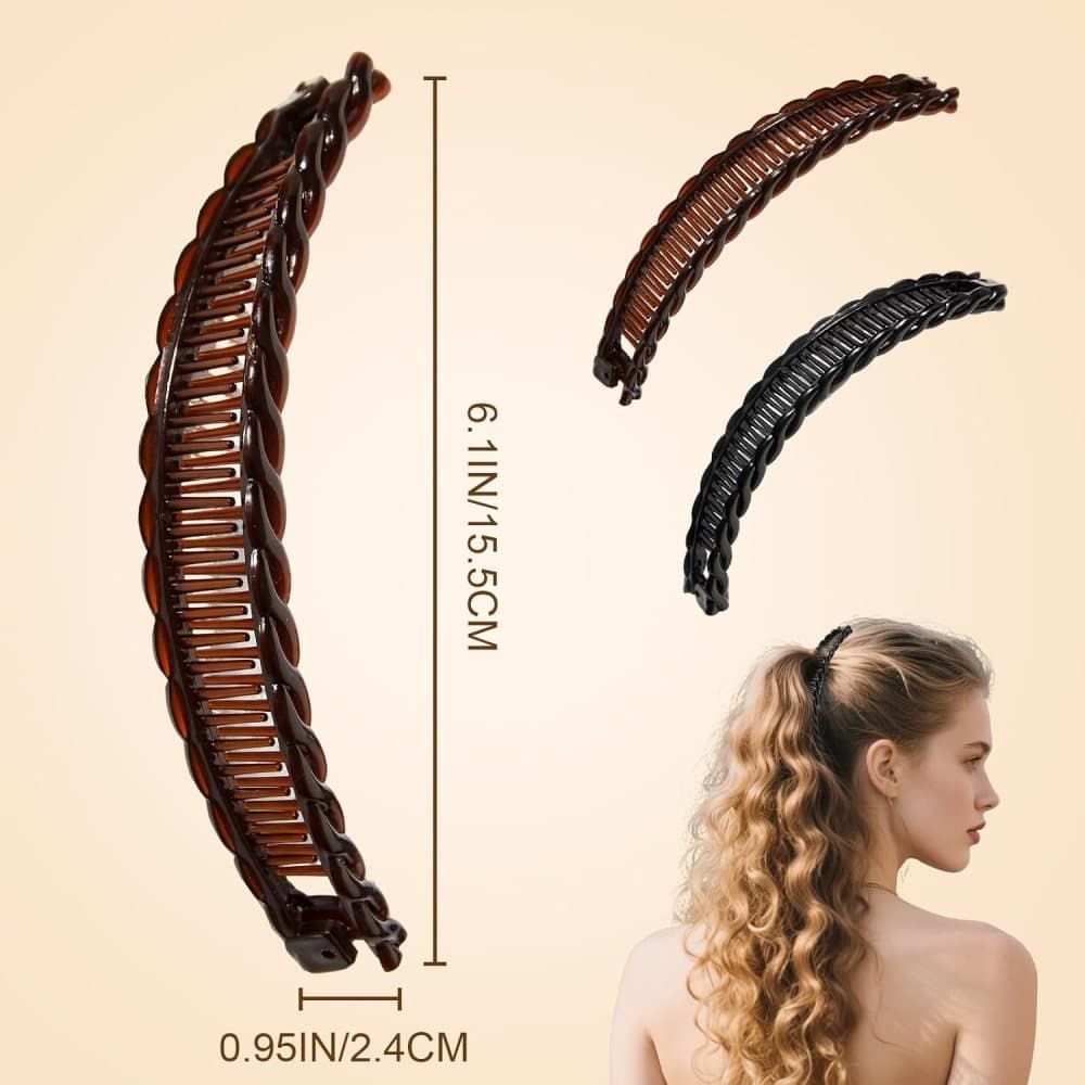 2 pcs Banana Hair Clips, French Fishtail Hair Accessories Combs - Image 2