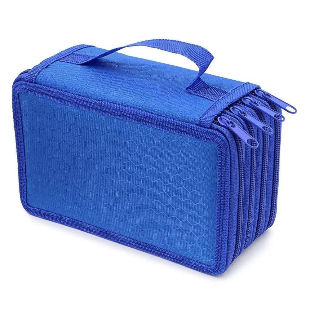 72 Holes Pen Case with Compartments, Large Capacity Organizer, Lightweight Durable, Compatible with Students and Office Use, Blue - Image 1