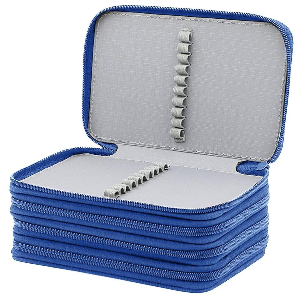 72 Holes Pen Case with Compartments, Large Capacity Organizer, Lightweight Durable, Compatible with Students and Office Use, Blue - Image 2