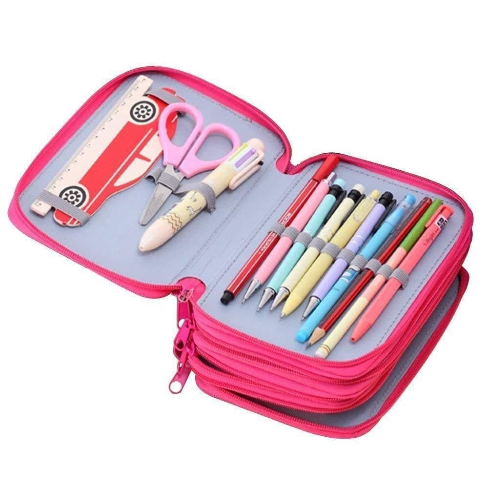 72 Holes Pen Case with Compartments, Large Capacity Multifunctional Organizer, Lightweight Durable for Students and Office Use, Red - Image 5