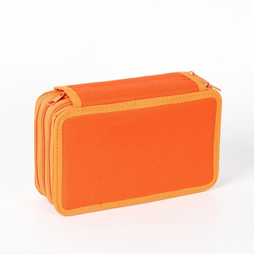 72 Holes Pen Case with Compartments, Large Capacity Lightweight Durable for Students and Office Use, Orange - Image 1