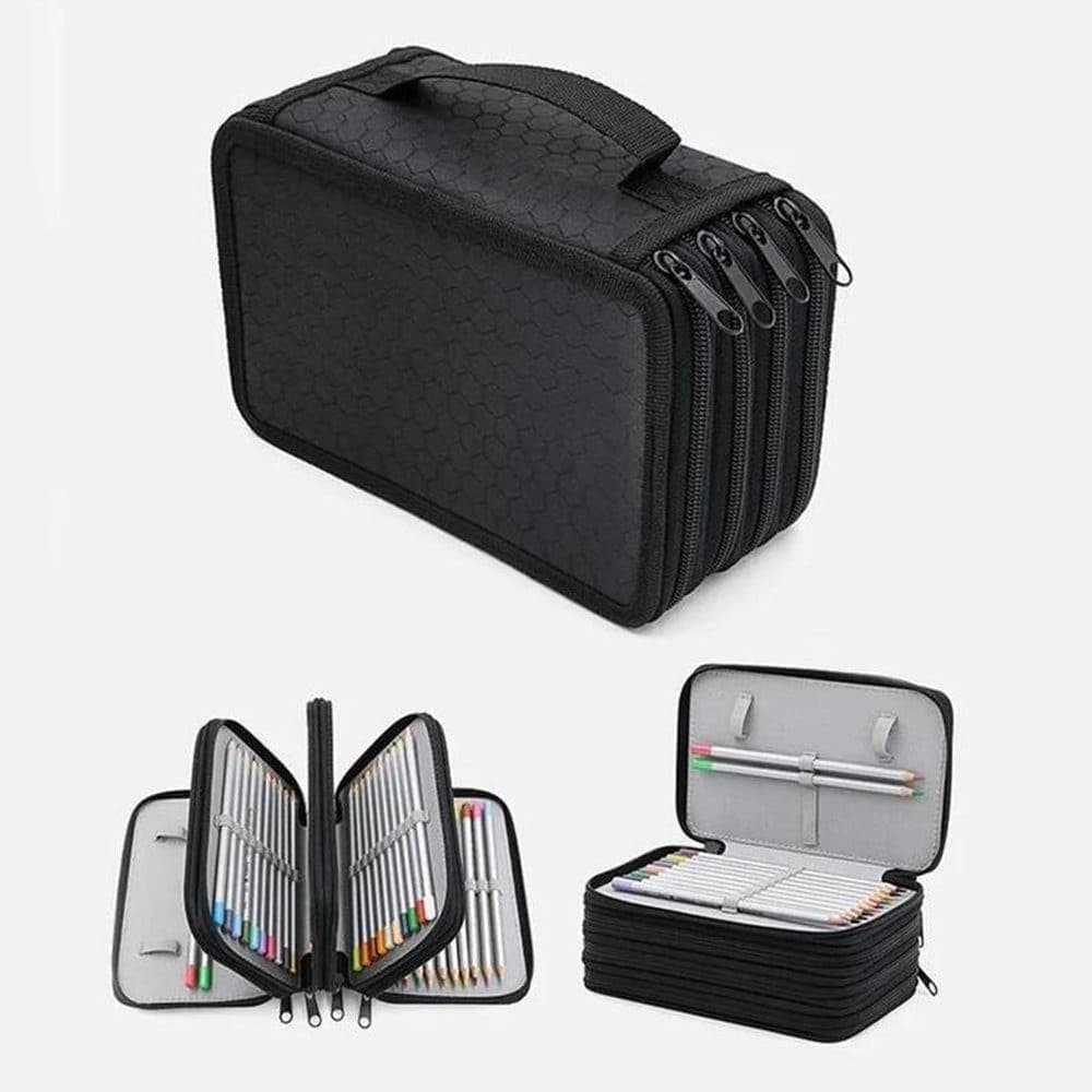 72 Holes Pen Case with Compartments, Large Capacity Lightweight Durable for Students and Office Use, Orange - Image 3