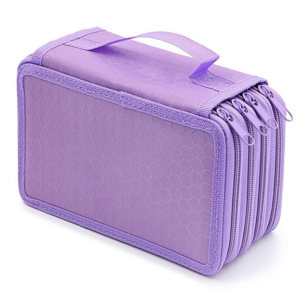 72 Holes Pen Case with Compartments, Large Capacity Lightweight Durable, Compatible with Students and Office Use, Purple - Image 1
