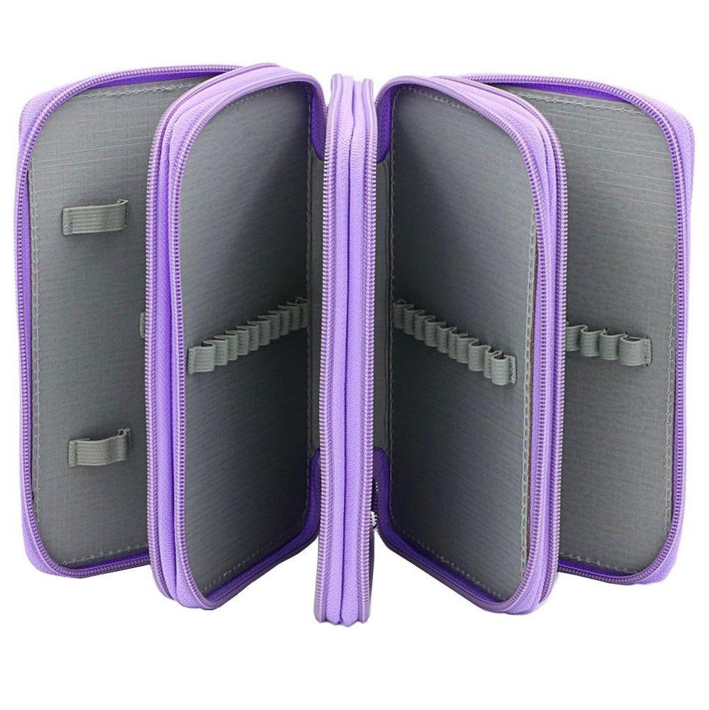72 Holes Pen Case with Compartments, Large Capacity Lightweight Durable, Compatible with Students and Office Use, Purple - Image 2