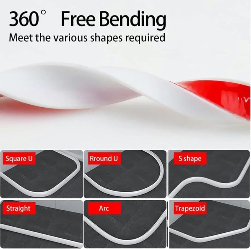 Self-Adhesive Shower Strip Water Barrier, 3 m, Transparent, 4 Colors, with Self-Adhesive Strip - Image 2