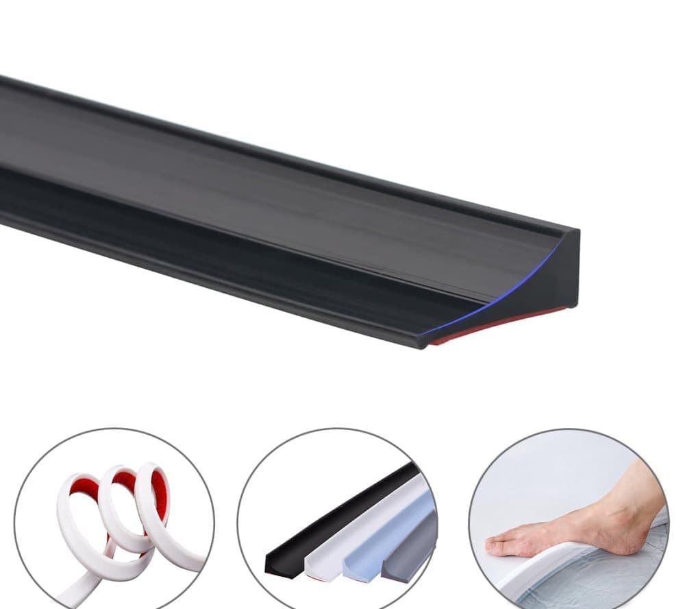 Self-Adhesive Shower Strip Water Barrier, 100cm x 3m, Black, with Self-Adhesive Strip - Image 1