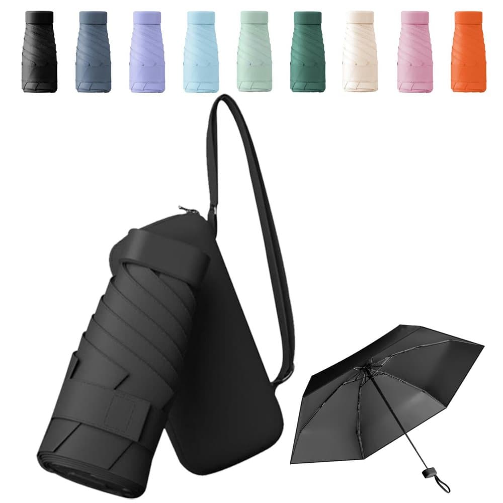 UV Protective Folding Umbrella Wind-Resistant Lightweight Waterproof for Travel Beach Everyday Use, Black - Image 1