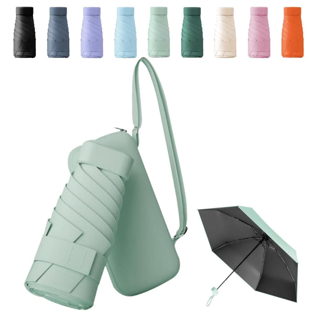 UV Protective Folding Umbrella Green, Lightweight Waterproof Wind-Resistant for Travel Beach Everyday Use - Image 1