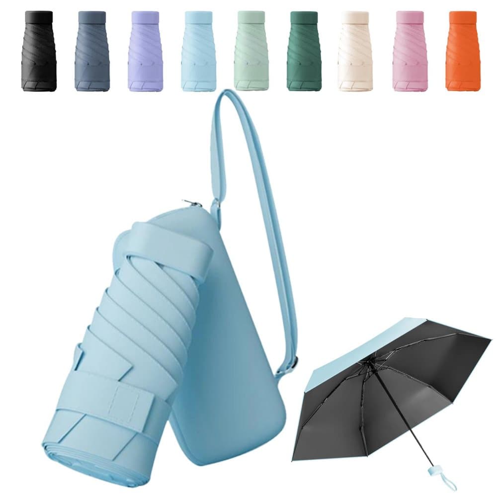 UV-protective folding umbrella wind-resistant lightweight waterproof travel beach everyday use, Blue - Image 1