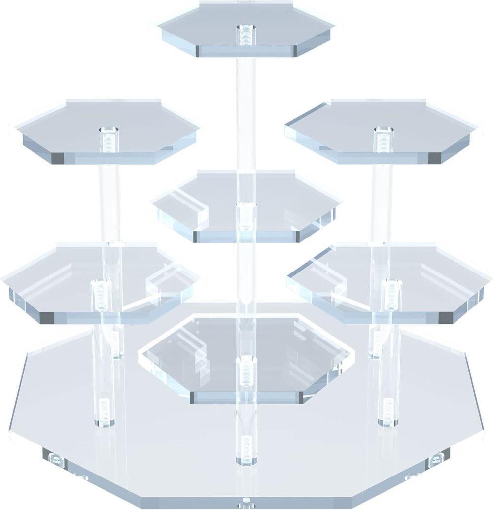 7-Tier Acrylic Display Stand for Cupcakes Perfume Desserts Figurines, Transparent - Image 1