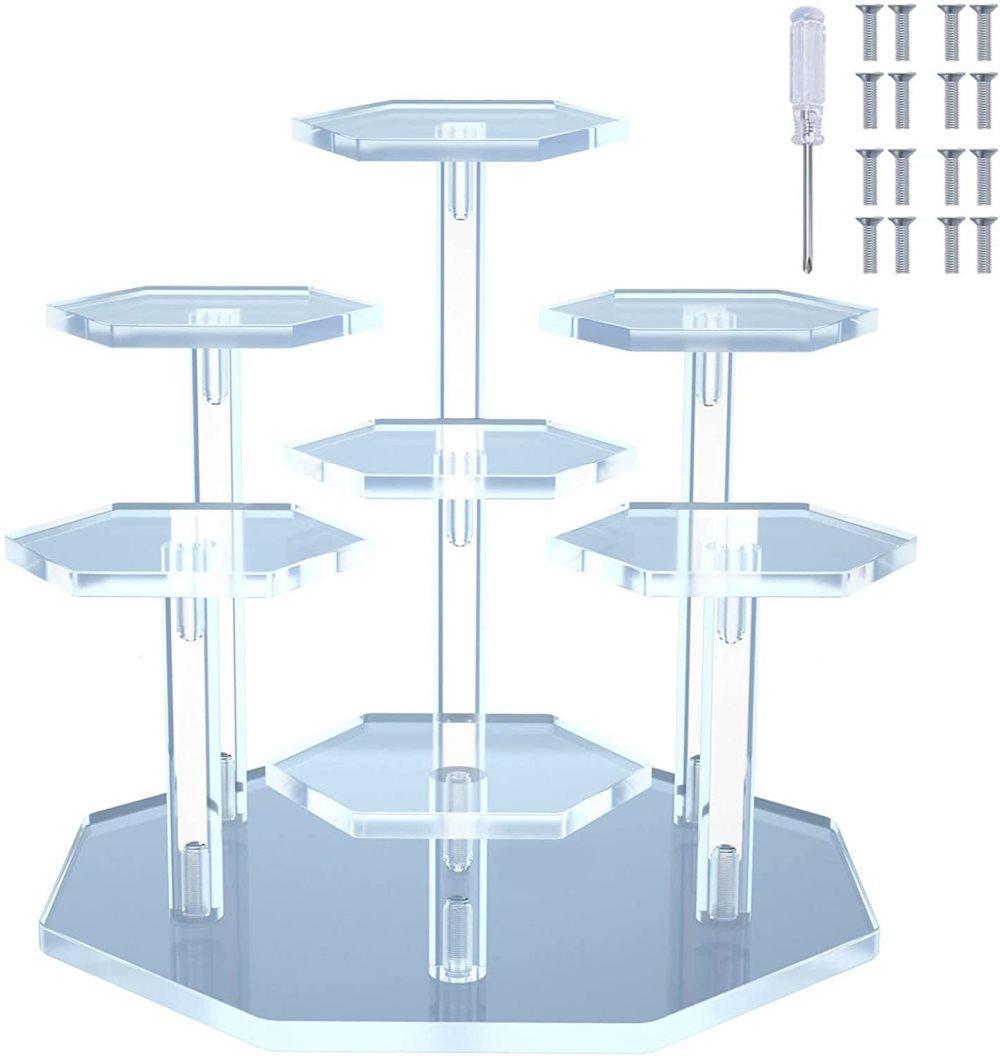 7-Tier Acrylic Display Stand for Cupcakes Perfume Desserts Figurines, Transparent - Image 3