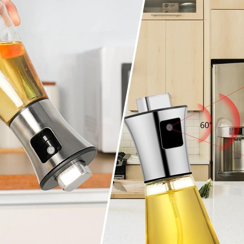 Stainless Steel and Glass Oil Spray Bottle 200 ml, Conical Design for Cooking Grilling Baking - Image 4