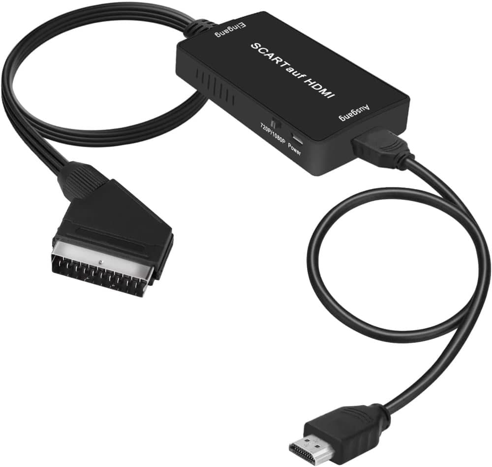 Scart to HDMI Converter 1080P HD Video Audio Adapter, Compatible with Set-Top Box Xbox PS3, Plug & Play - Image 1