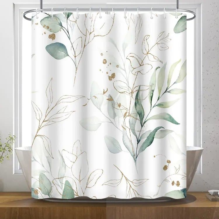 Waterproof Shower Curtain Green Mildew Resistant, 180x180 cm - Image 1