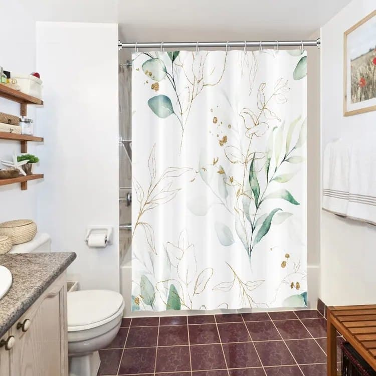 Waterproof Shower Curtain Green Mildew Resistant, 180x180 cm - Image 2
