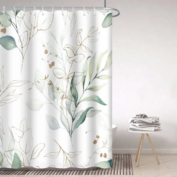 Waterproof Shower Curtain Green Mildew Resistant, 180x180 cm - Image 4