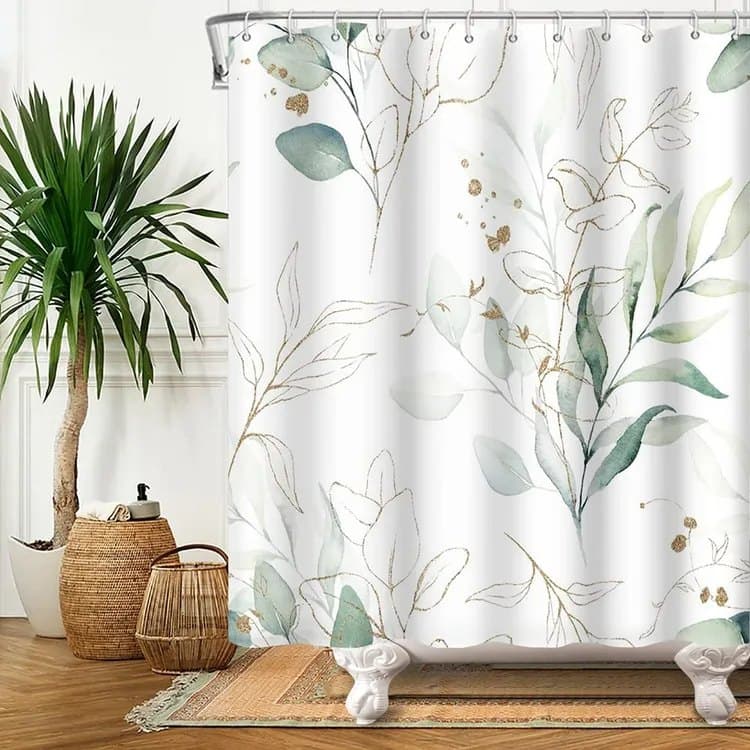Waterproof Shower Curtain Green Mildew Resistant, 180x180 cm - Image 5