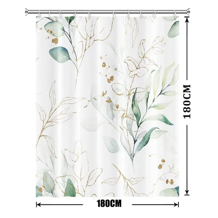 Waterproof Shower Curtain Green Mildew Resistant, 180x180 cm - Image 7