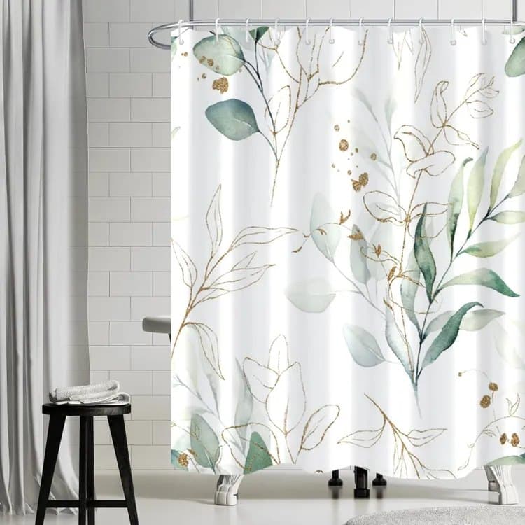 Waterproof Shower Curtain Green Mildew Resistant, 180x180 cm - Image 8