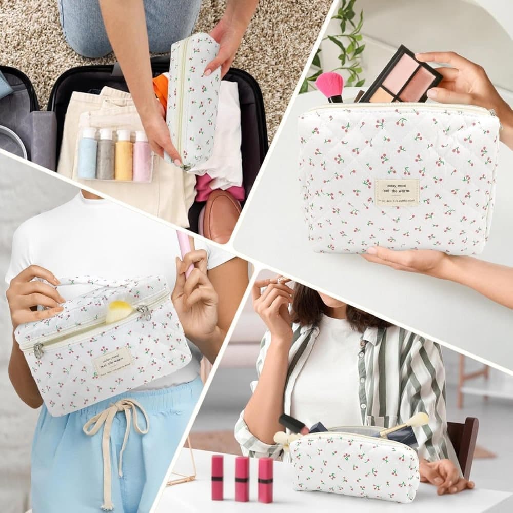3-Piece Floral Makeup Bag Toiletry Travel Organizer, 20 x 10 cm - Image 7