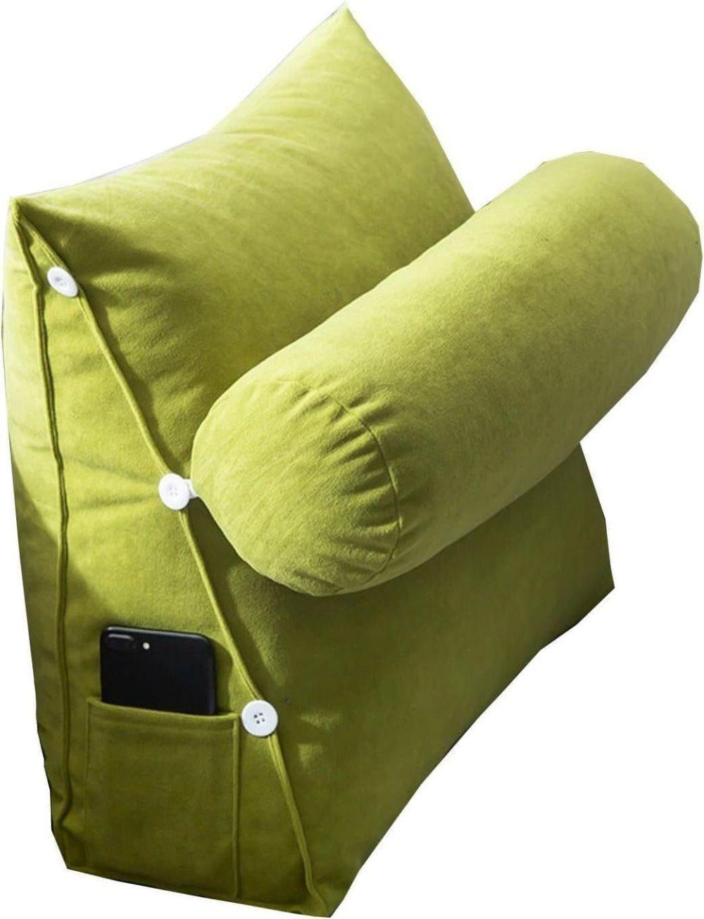 Adjustable Lumbar Support Cushion with Headrest for Office Chair, 45 x 45 x 20cm, Green - Image 1