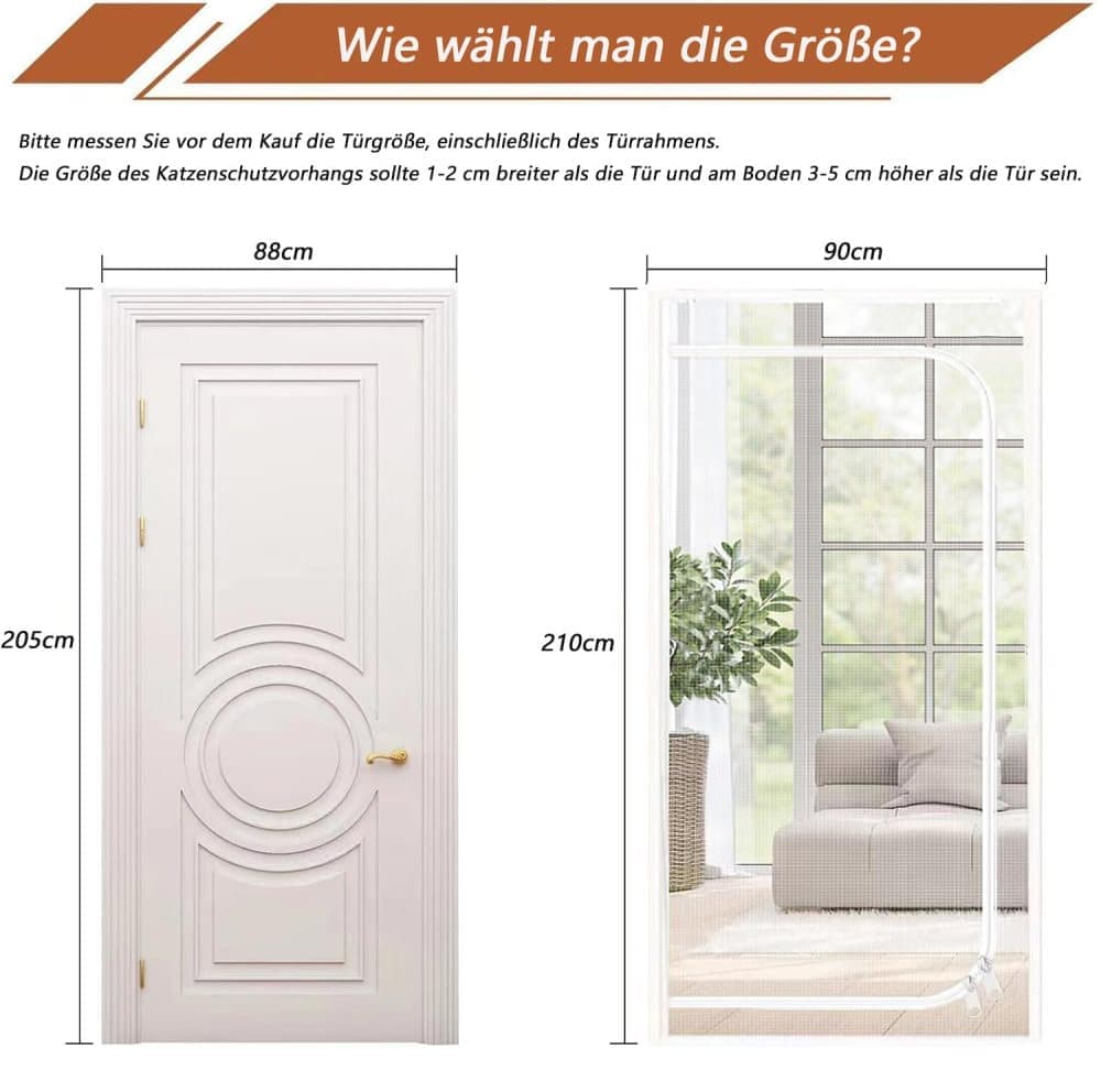 Reinforced cat door protection durable breathable insect-repellent mesh scratch-resistant pet safe, 90x200cm, White - Image 5