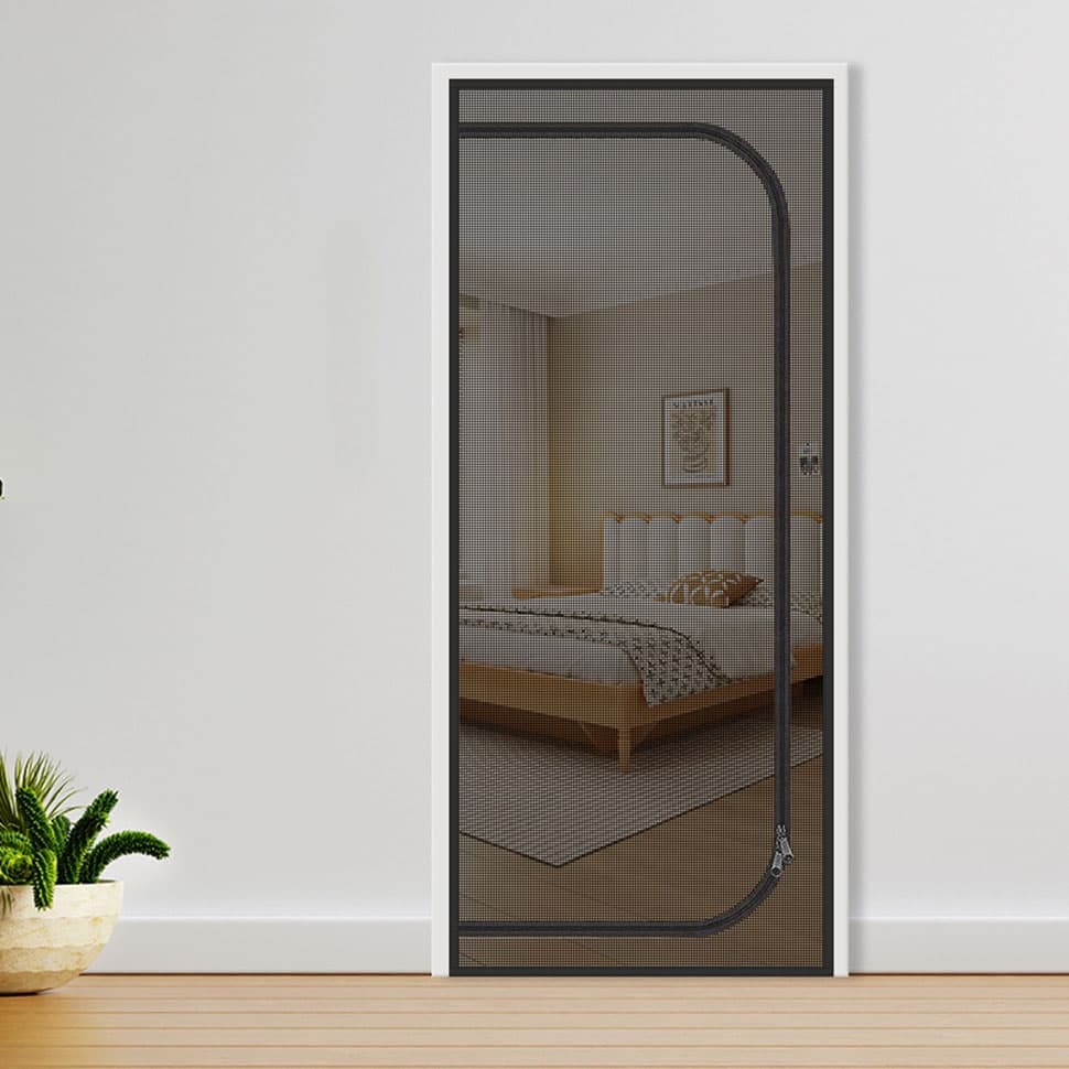 Reinforced cat door protection with durable breathable insect-repellent mesh scratch-resistant pet safe, 80x200cm, Black - Image 2