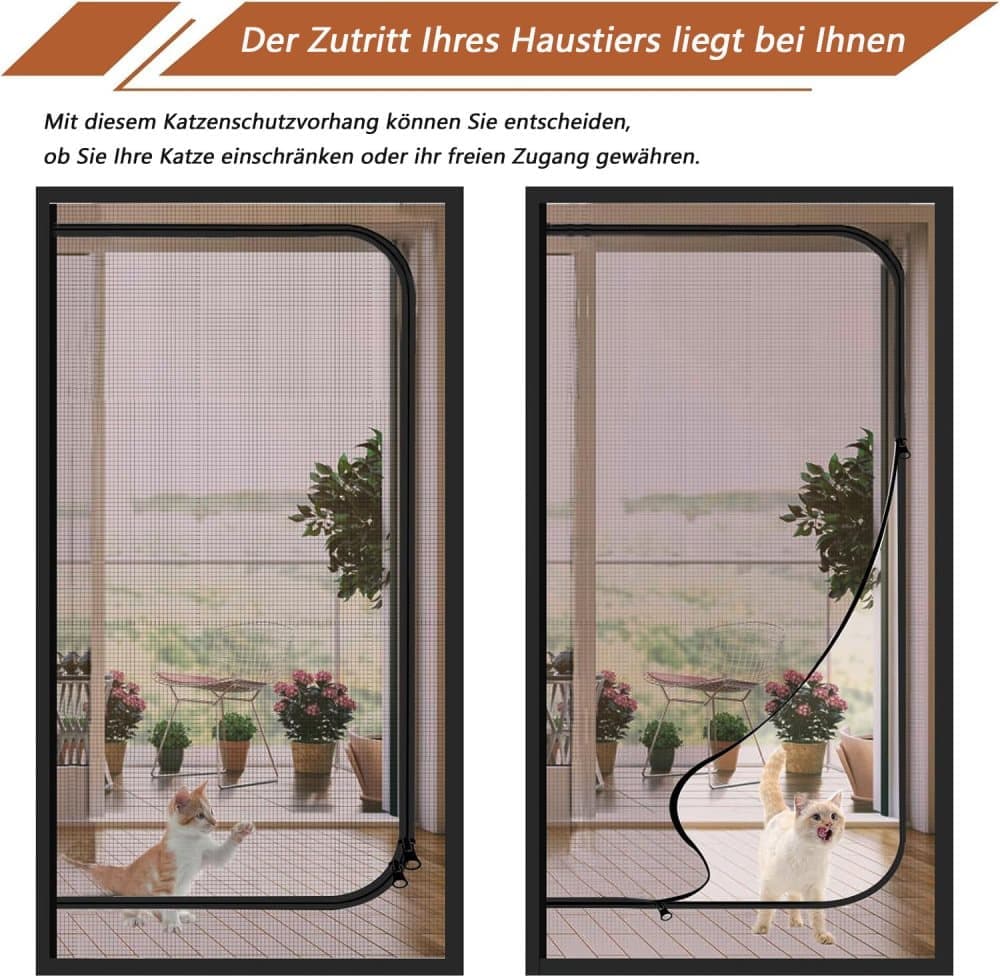 Reinforced cat door protection with durable breathable insect-repellent mesh scratch-resistant and pet-safe, 90x200cm, Black - Image 5
