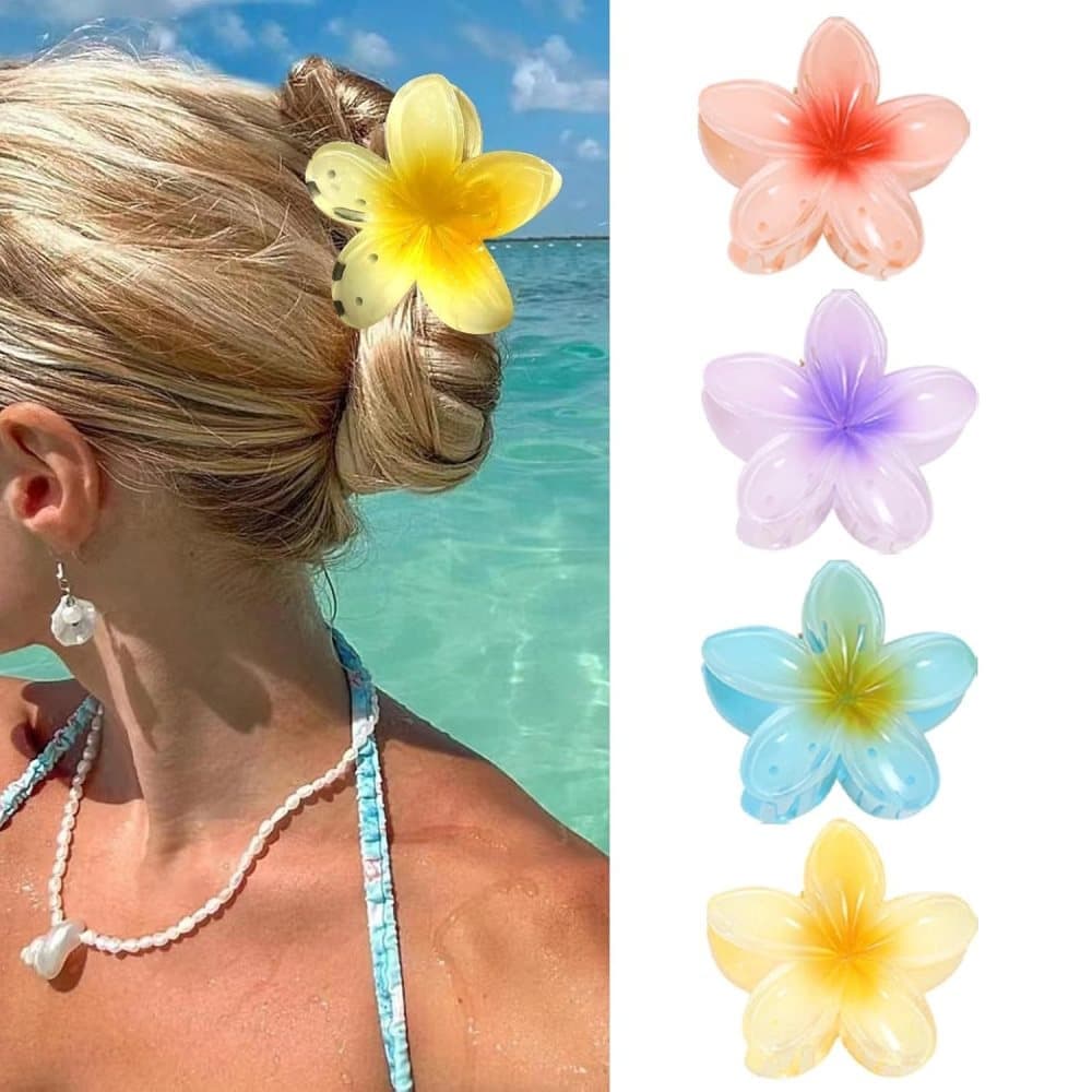Anti-Slip Flower Hair Clips 4-Pack, Non-Slip Floral Hair Accessories for Women and Girls - Image 1