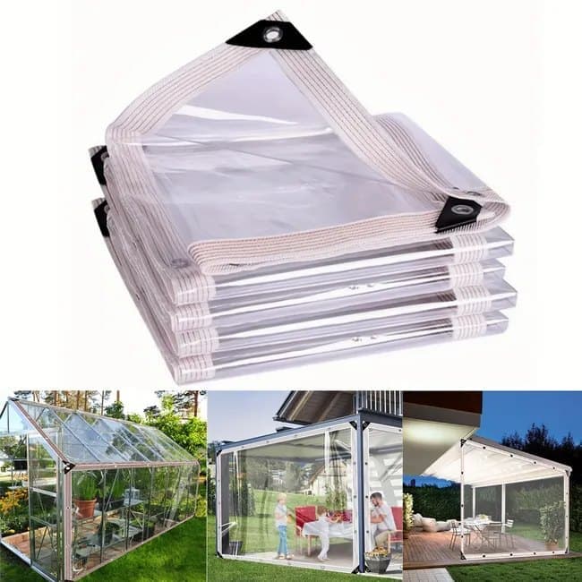Waterproof Tarpaulin 1x5m, Transparent PE Film for Garden and Camping, Rainproof, 1x5m - Image 1