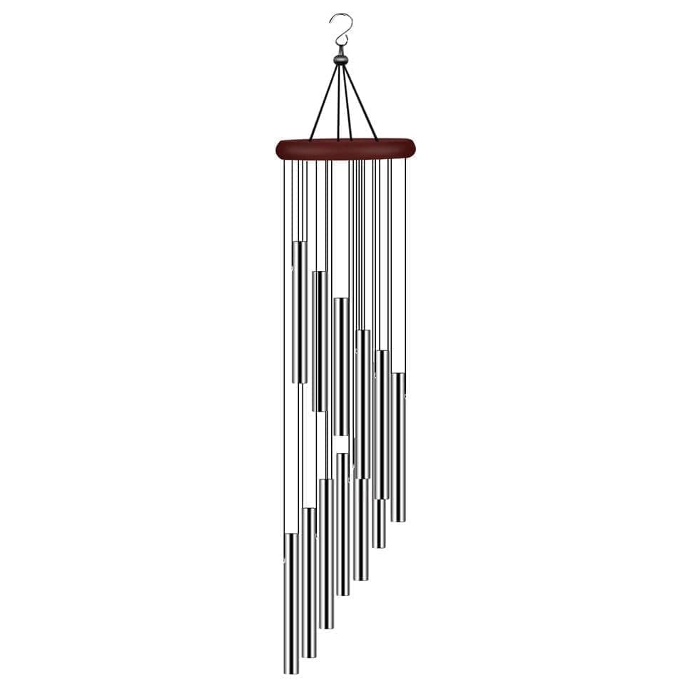 12 Pipes Metal Wind Chime, Red, Decorative Loud Musical Outdoor Wind Chime - Image 1