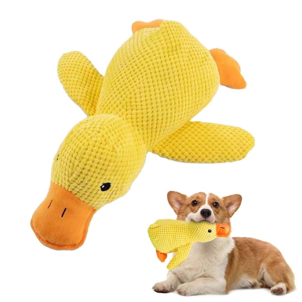 1 Calming Plush Duck Dog Toy with Squeaker for Small Dogs, M - Image 1
