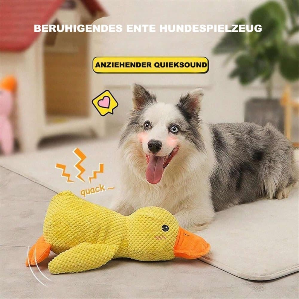Calming Dog Toy Plush Duck with Squeak for Small Dogs, L - Image 7