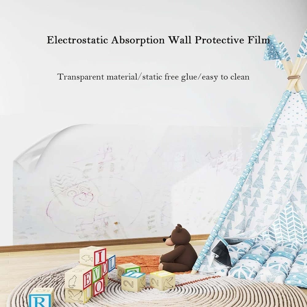 Transparent Wall Protection Film 40 cm x 3 m, Static Adhesion, Removable, Durable, Water and Oil Resistant, Easy to Clean, Furniture Foil Wall Decoration - Image 2