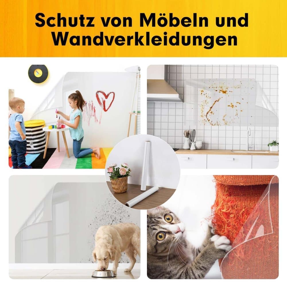 Transparent Wall Protection Film Static Adhesion Removable Durable Water and Oil Resistant Easy to Clean Furniture Foil Wall Decoration, 40 cm × 5 m - Image 5
