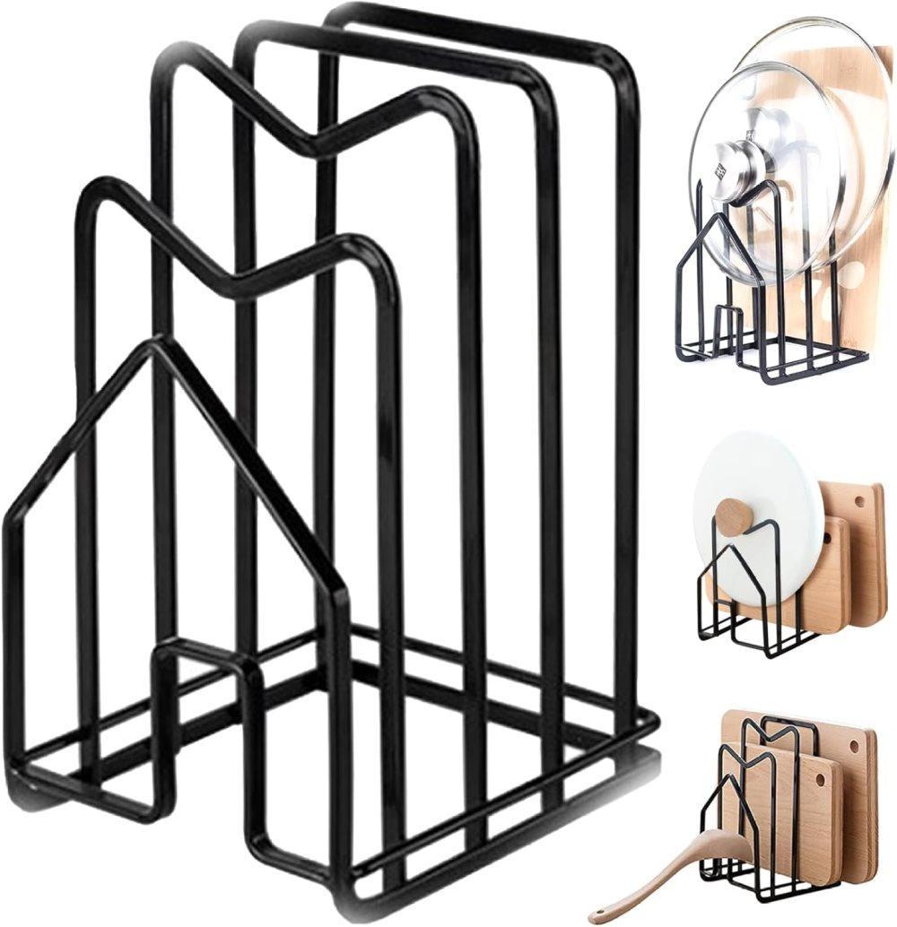 Metal Cutting Board Holder Dish Rack, 12.5x14.5x21.5 cm, Black - Image 1