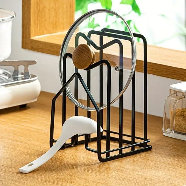 Metal Cutting Board Holder Dish Rack, 12.5x14.5x21.5 cm, Black - Image 2