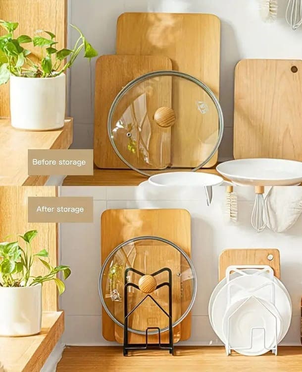Metal Cutting Board Holder Dish Rack, 12.5x14.5x21.5 cm, Black - Image 4