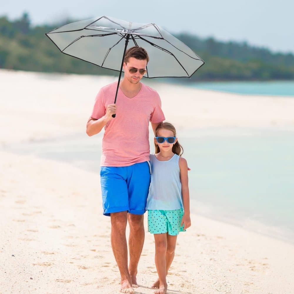 Automatic Folding Transparent Umbrella with 9 Fiberglass Ribs, Waterproof Lightweight Travel Rain Umbrella, White - Image 7