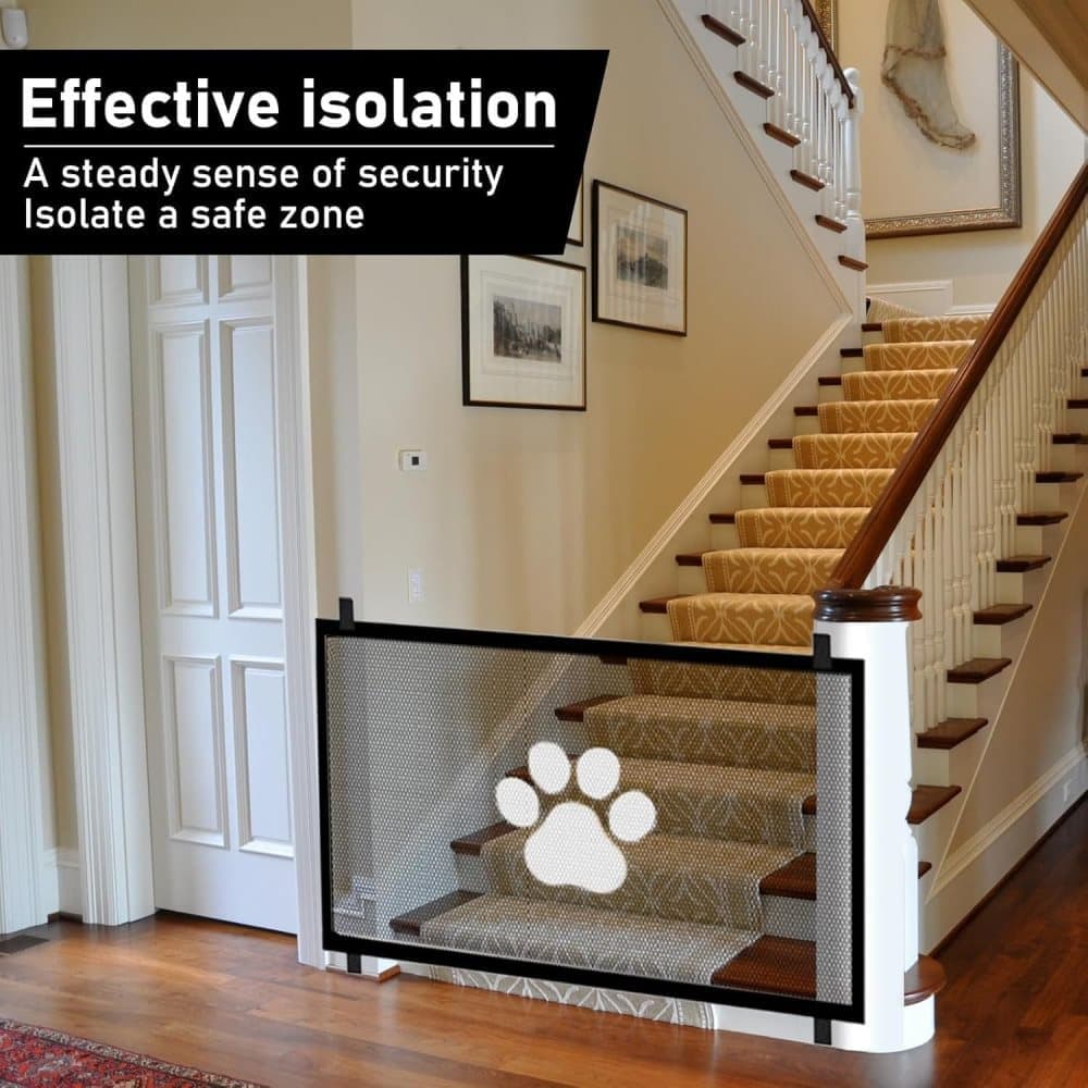 Portable Dog Gate Without Drilling Self-Adhesive Safety Gate with Paw Pattern, 110x78 cm - Image 4