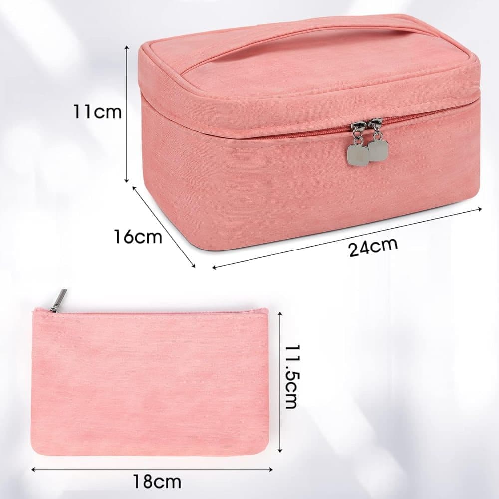 2-in-1 Makeup and Toiletry Bag with Handle, Brown - Image 5