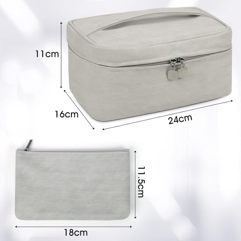 2-in-1 Makeup and Toiletry Bag with Handle, Gray - Image 5