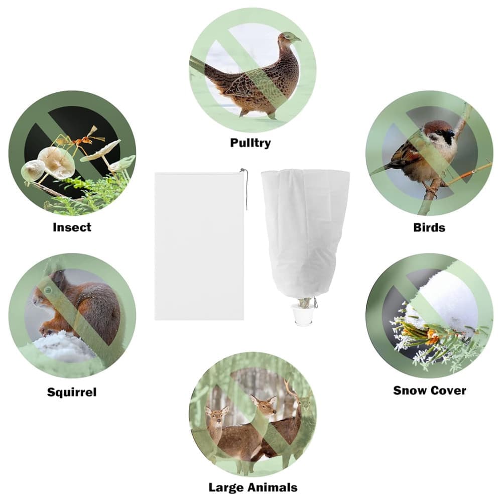3-Pack Winter Plant Protection Frost Cover with Drawstring, Reusable Durable for Outdoor Plants Fruit Trees Potted Plants, 60x80cm, White - Image 4