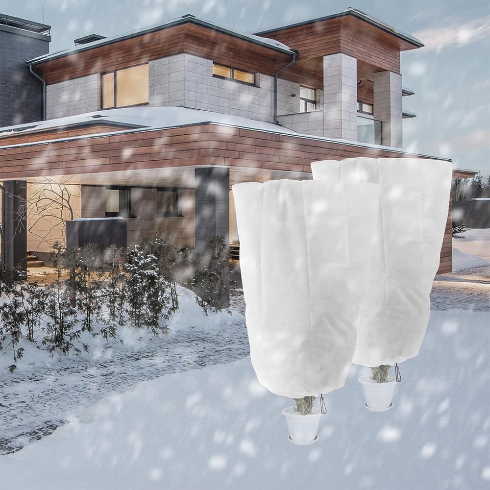 3-Pack Winter Plant Protection Frost Cover with Drawstring, Reusable Durable for Outdoor Plants Fruit Trees Potted Plants, 60x80cm, White - Image 6