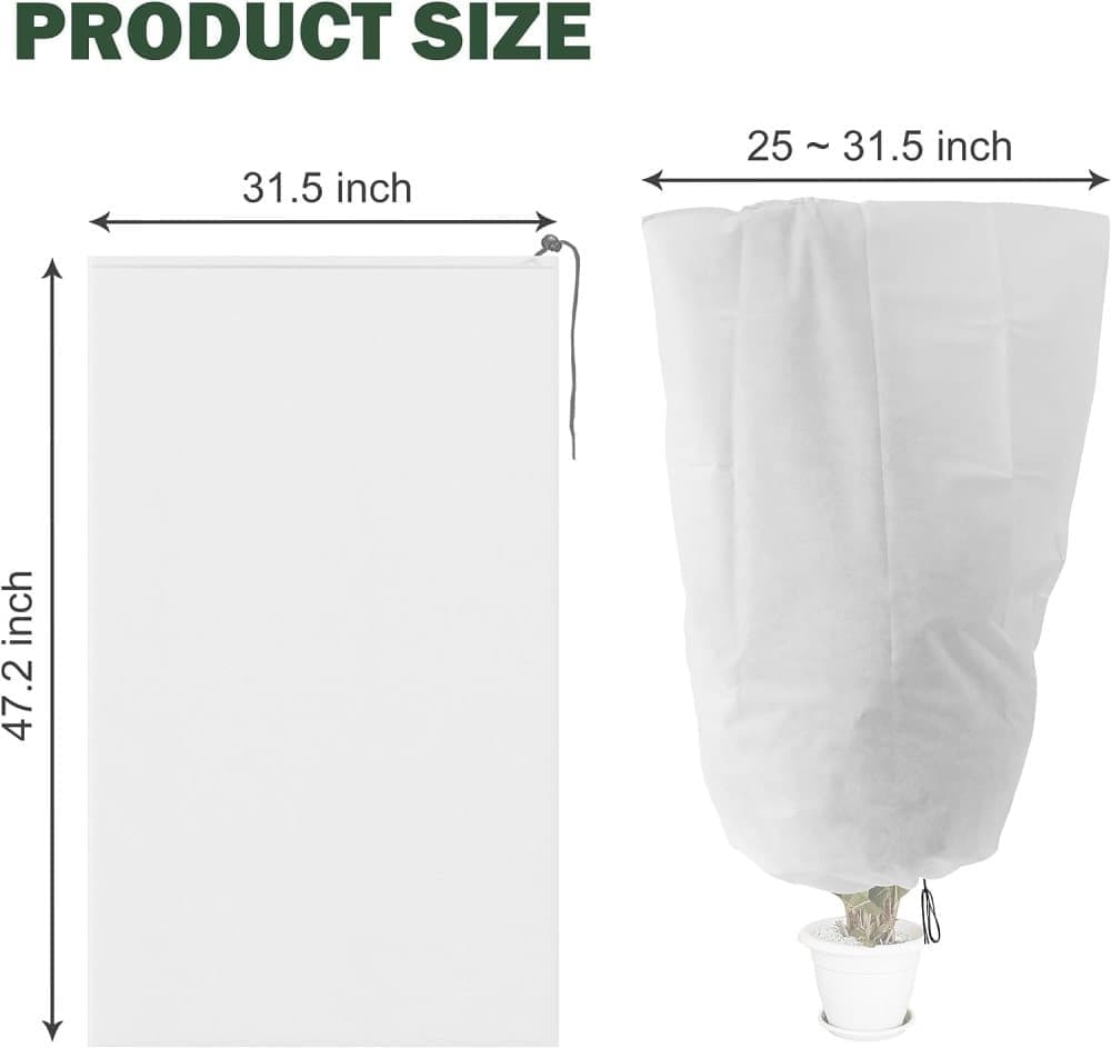3-Pack Winter Plant Protection Frost Cover with Drawstring, Reusable Durable for Outdoor Plants Fruit Trees Potted Plants, 80x120cm, White - Image 2