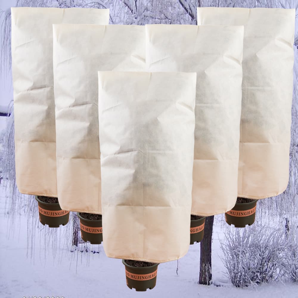 3-Pack Winter Plant Protection Frost Cover with Drawstring, Reusable Durable for Outdoor Plants Fruit Trees Potted Plants, 80x120cm, Beige - Image 7