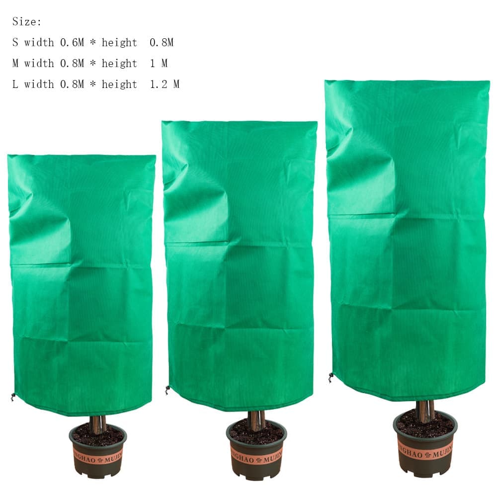 3-Pack Reusable Winter Plant Protection Covers with Drawstring for Outdoor Plants Fruit Trees Potted Plants, 80x120cm, Green - Image 2